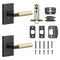 Sure-Loc Hardware Sure-Loc Hardware Levanto Privacy Rosette, Flat Black, Smooth Grip in Satin Brass LV102 FBL GRIP-SM SB - alternate 3
